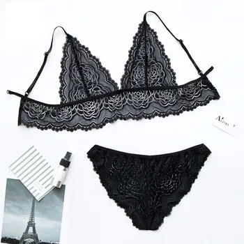 

Lenceria Fashion Flower Lace Women Push Up Top Bra Underpant Set Sexy Lingerie Sleepwear Bra Set Ensemble Soutien Gorge Culotte