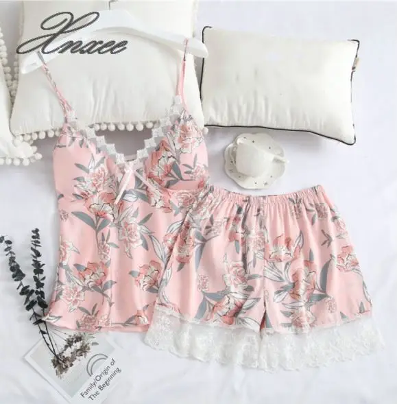 

Xnxee summer sexy silk strap shorts two-piece ladies ice silk home service suit