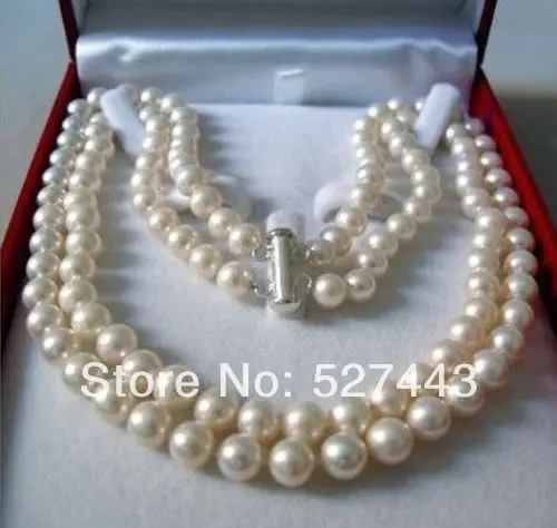 

Wholesale free shipping >>Rare! 2 Rows 8-9 MM AKOYA PEARL NECKLACE freshwater