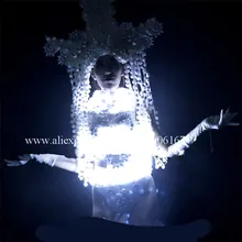 LED Sexy Lady Light Up вечерние платье DS B Костюмы подсветкой Рождество производительность DJ певица Косплэй одежда костюм для танцев
