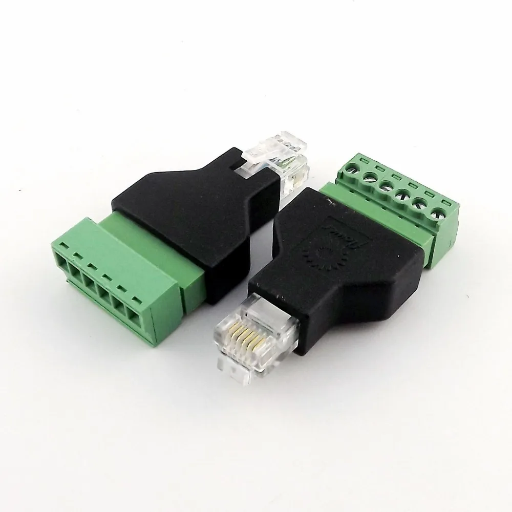 5x Ethernet 6P6C RJ12 штекер модульный 6Pin винтовой клеммный разъем Адаптер телефонной линии адаптер