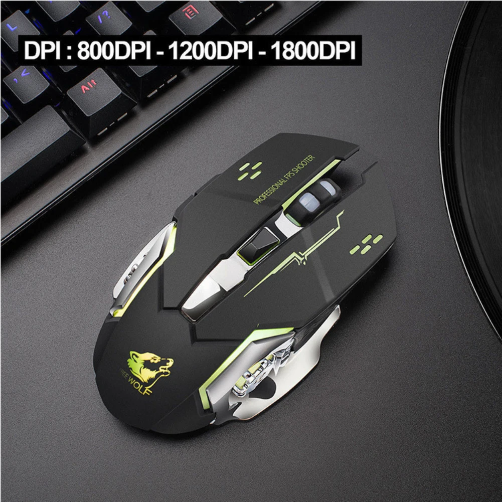 Обновленная версия беспроводной зарядки игровой мыши немой LED7 цвет подсветки Механическая мышь с USB приемник для Pro Gamer