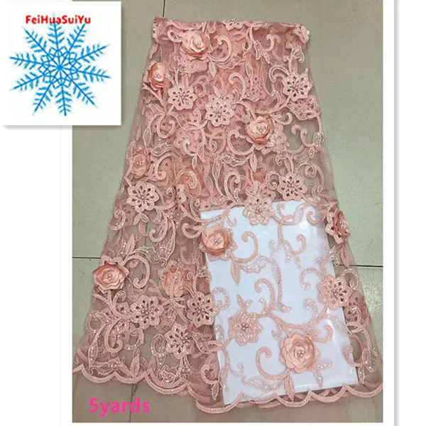 

African appliqued Net Lace Fabric, french Lace Fabric in 3D flowers design For Bride, Newest Flower Tulle Lace dpA123