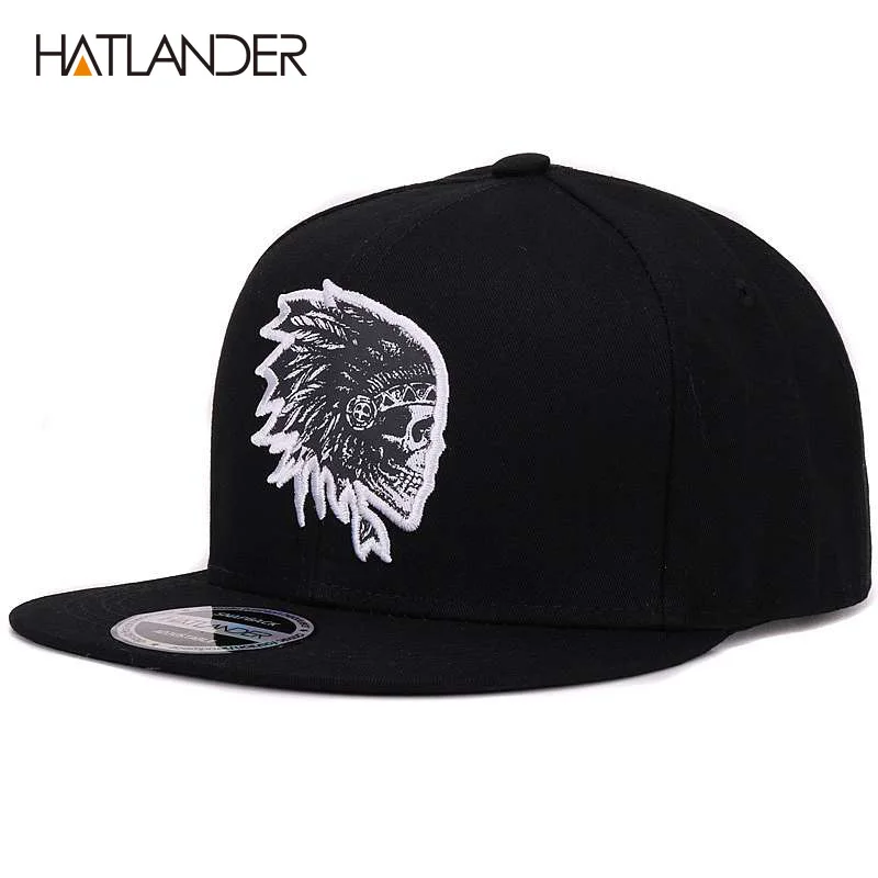 [HATLANDER] التطريز الجمجمة قبعات بيسبول الهيب هوب snapbacks شقة بريم العظام gorra الرياضية snapback قبعات للرجال النساء للجنسين