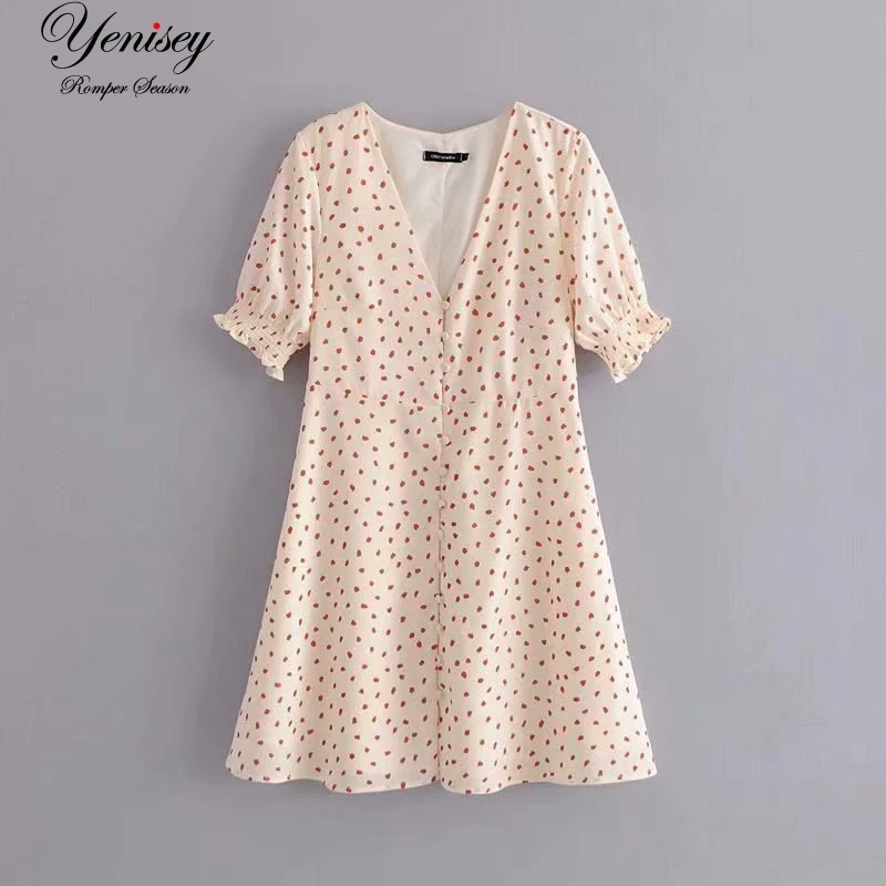 

Ida 55-6717 European fashion Vintage little strawberry print dress