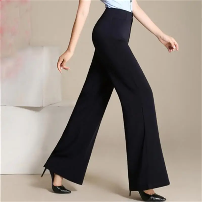 High waist women 2018 fashion office work pants plus size wide leg