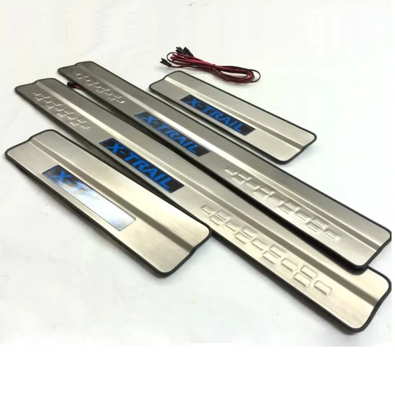 High-quality-stainless-steel-LED-light-door-sill-Scuff-Plate-Welcome-Pedal-4pcs-For-Rogue-X