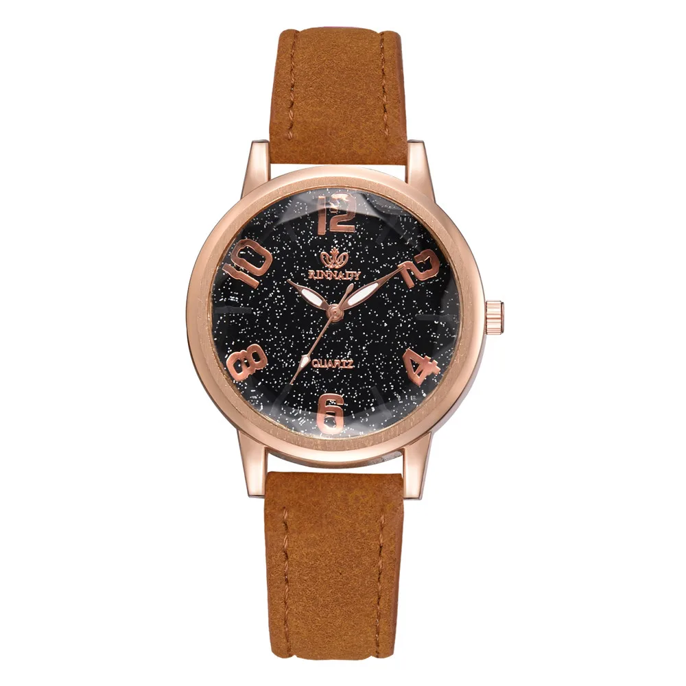 

Luxury Temperament Lady Irregular Mirror Fashion Casual Color Strap Leather Strap Analog Quartz Round Watch Drop Shipping