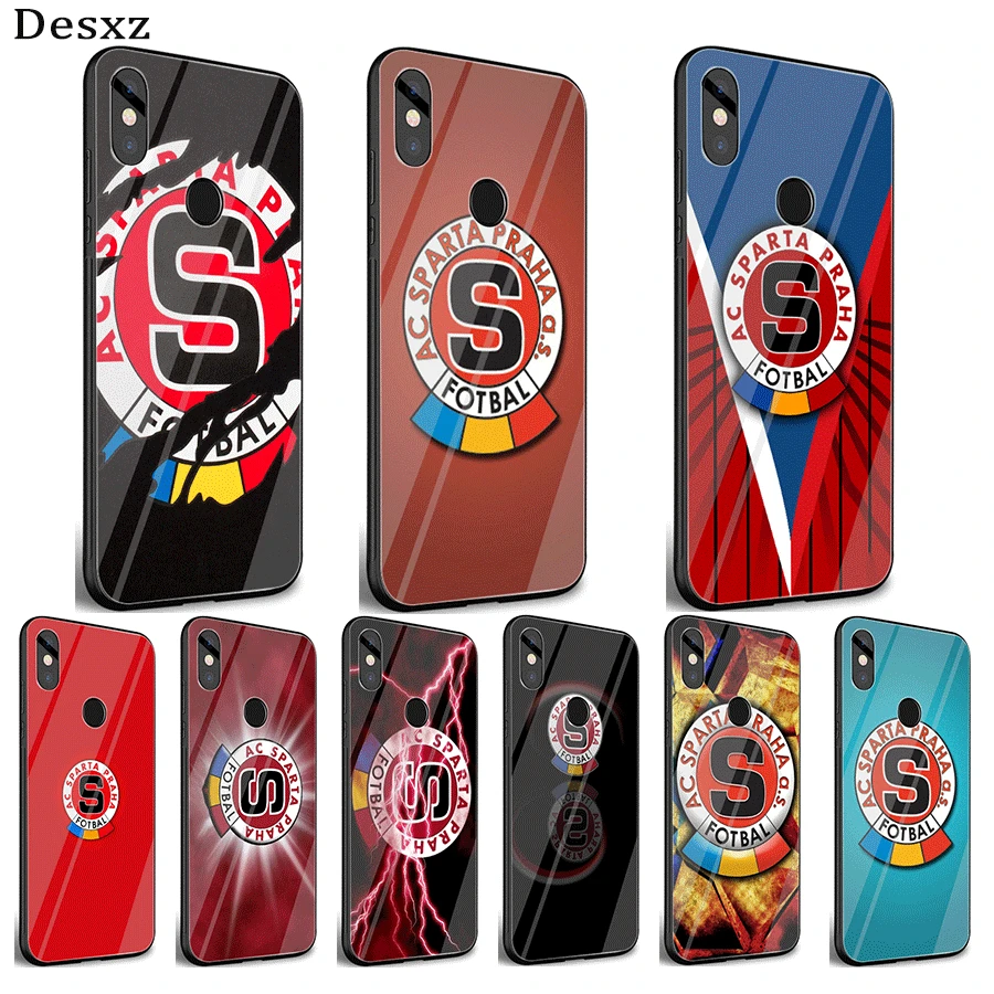 

Desxz Glass Mobile Phone Case For Xiaomi Note 5 6 7 Pro F1 A1 A2 4X 5X 6X 9 Cover Painting Sparta Prague Football Logo Bag Shell