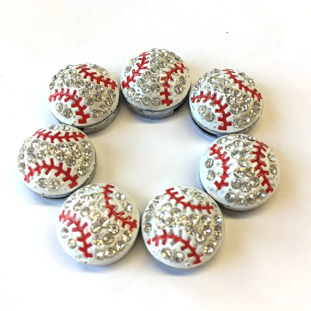 

CCOR 30-100pcs DIY accessory 8mm Hole Rhinestone 15MM*15MM Silver Baseball Slide Charms DIY 8MM Dog Cat Collar Wristband CD0030