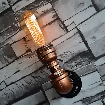 

Nordic Loft Style Industrial Water Pipe Lamp Vintage Wall Light For Home Antique Bedside Edison Wall Sconce Indoor Lighting