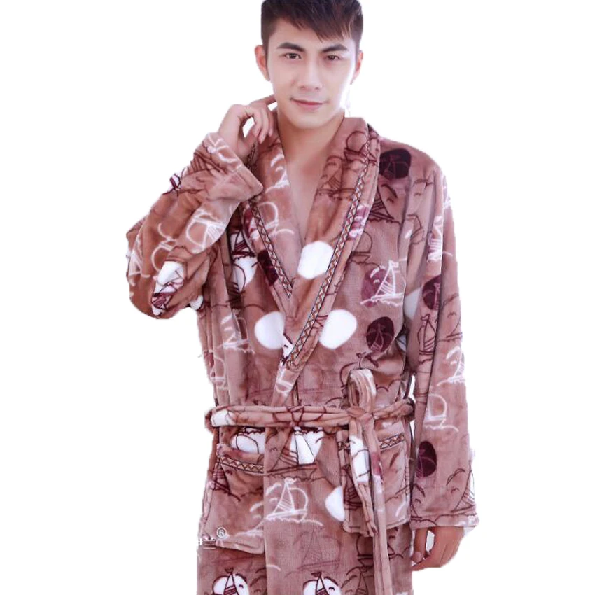 Фланелевый Халат с капюшоном для мужчин кимоно Hombre Твердые банные халаты Мужская Ночная рубашка пижама с длинными рукавами домашняя утварь для мужчин