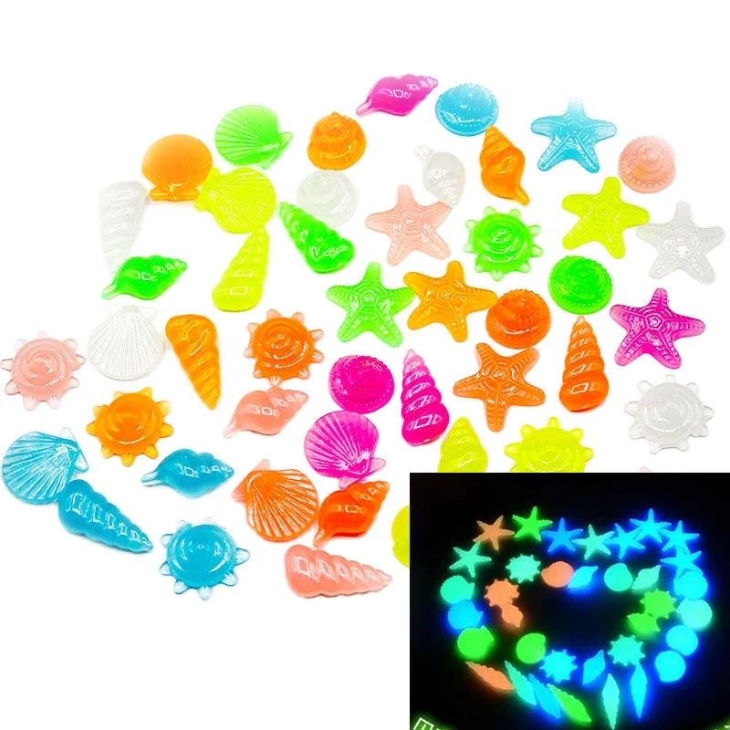 

Aquarium Decorative Glow Stone Luminous Fake Pebbles Marine Life Seashells Solar Garden Ornament Marbles Fish Tanks Decoration