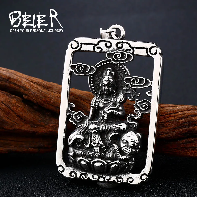 

Beier 316L Stainless Steel pendant necklace Guanyin Pendant Chinese Buddha High Quality Jewelry LLHP006R