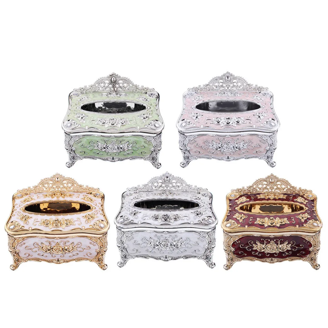 JX-LCLYL Elegant Gold Tissue Box Cover Chic Napkin Case Holder Hotel Home Decor Organizer