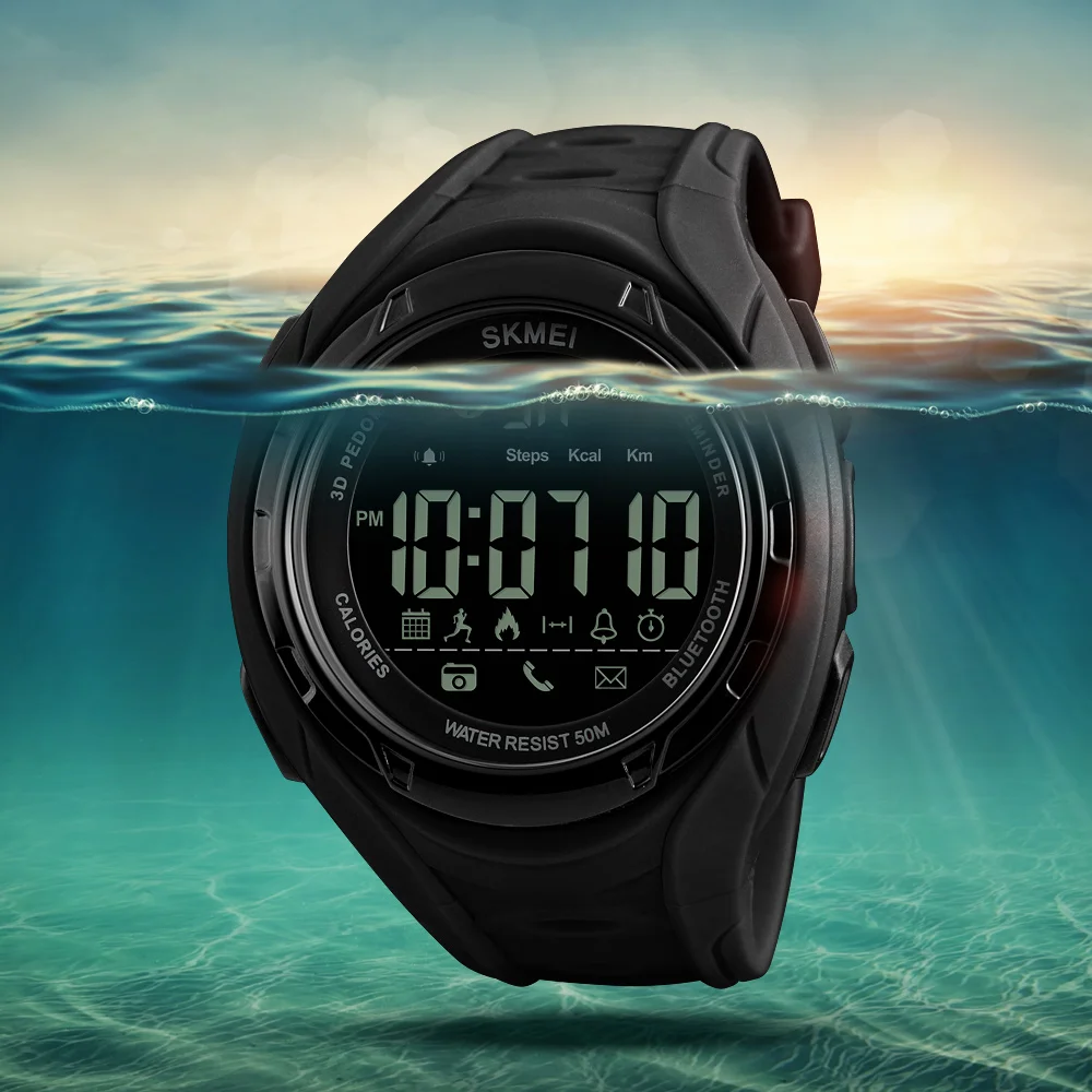 Новые модные умные Мужские часы с шагомером и Bluetooth reloj hombre водонепроницаемые мужские цифровые наручные часы с ЖК-дисплеем электронные часы SKMEI zk30