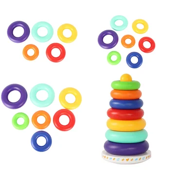 

Hot Selling Children Toy Stack Up Rainbow Tower Rings Music Tumbler Baby Kids Stacking Intelligent Development Educational Toys
