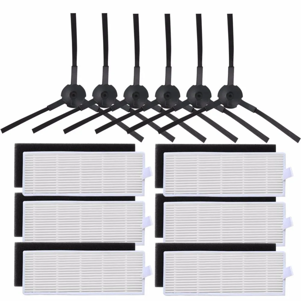 6x HEPA фильтр и 6x губчатые фильтры и 6x боковая щетка пылесос пылевой фильтр щетка для очистки замены для ilife A8 A4 A6 A4s