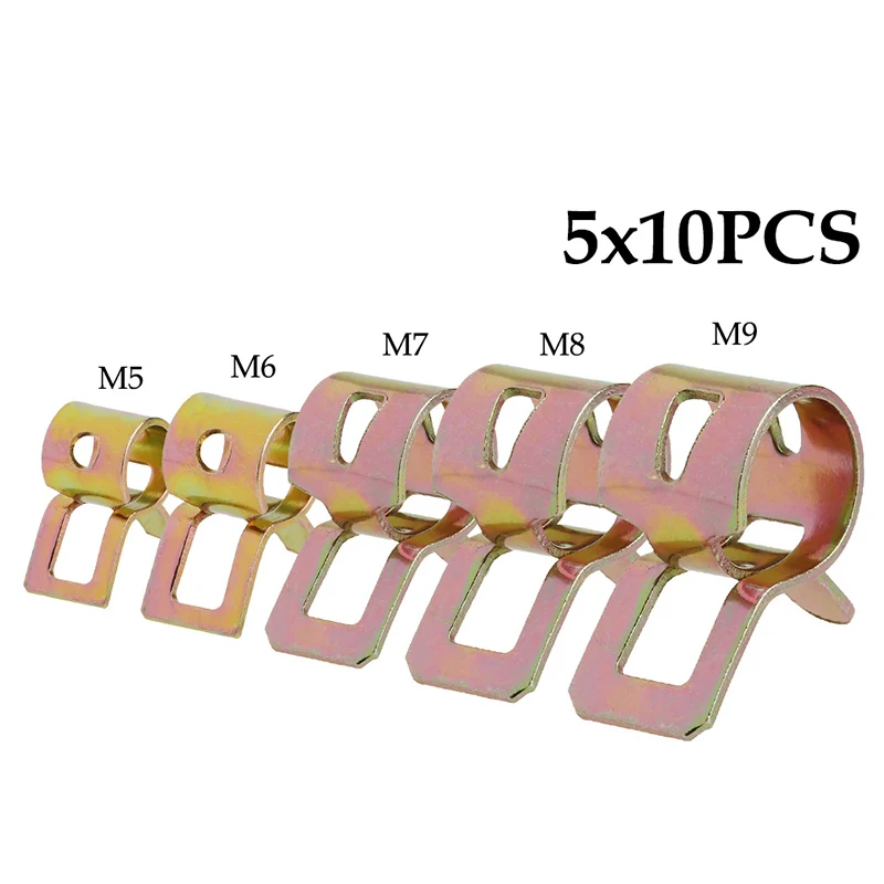 

50Pcs 5/6/7/8/9mm Spring Clip Fuel Line Hose Water Pipe Air Tube Clamps Fastener