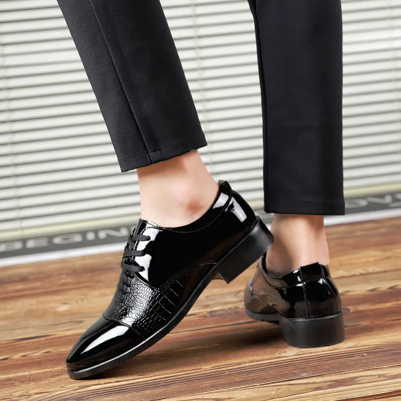 elegant british formal dress leather shoes men fashion snake skin pointed dress office dress footwear brogue oxford shoes men (24)