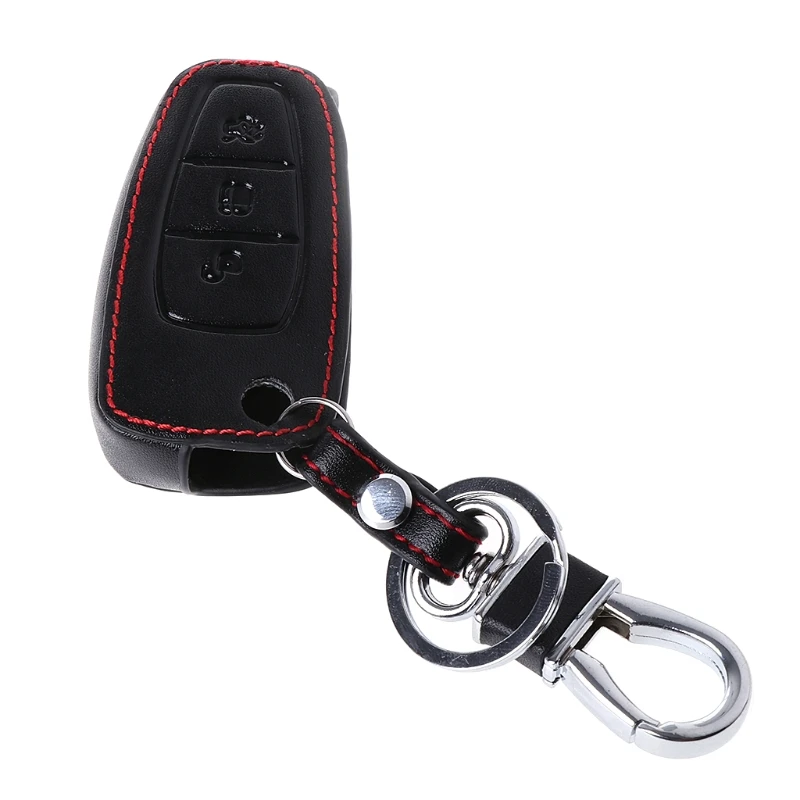 

3 Buttons Leather Car Key Fob Case For Ford Focus Mondeo Ecosport Kuga Edge