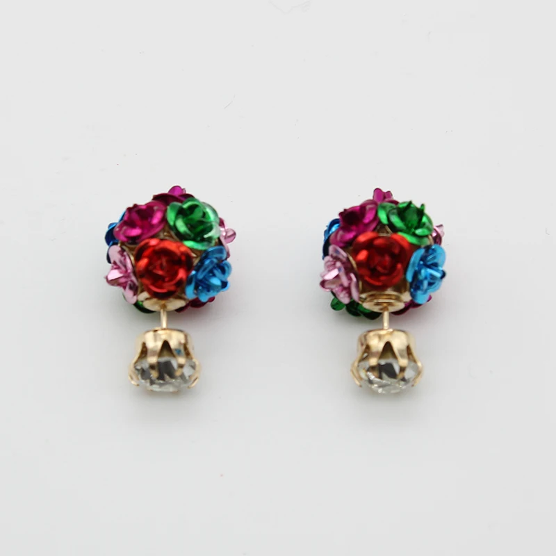 

2018 New Minimalist Temperament Colorful Flower Stud Earrings for Women Double Sided Fashion Jewelry Earrings boucle d'oreille