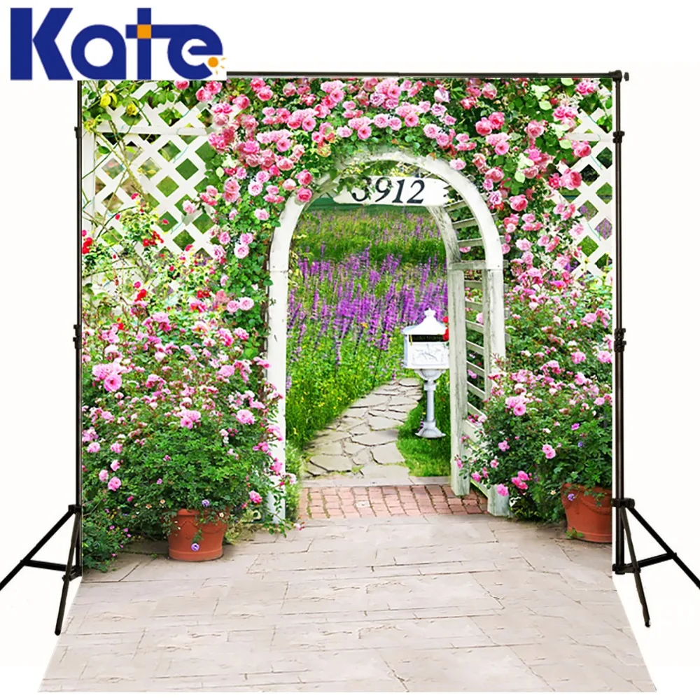 

3M*2M(10*6.5 Ft) Kate Gorgeous Photography Backdrop Backyard Flower Arched Door Photography Backgrounds For Wedding Background