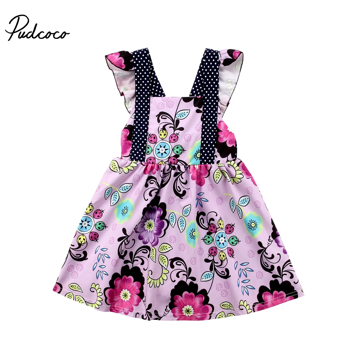 

Cute Toddler Kid Baby Girl Clothing Floral Party Pageant Dot Mini Sleeveless Dress Clothes Casual Girls 6M-5T
