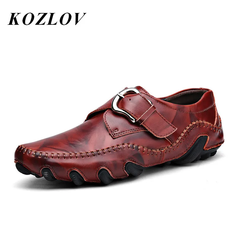 KOZLOV Italian Casual Shoes Men Genuine Leather Moccasins For Men
