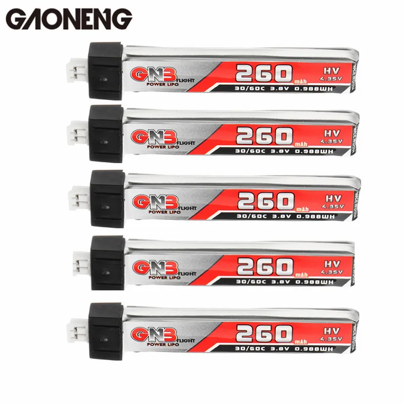 

5PCs GAONENG 3.8V 260mAh 30C/60C 1s Lipo Battery for Blade for Nano QX CPX Tiny Whoop For RC Helicopter Spare Parts Accessories