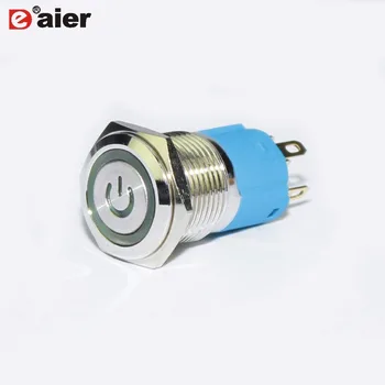 

2Pcs Waterproof Metal 16mm Flat Button OFF ON Push Button Switch 2A 250VAC SPST Single Pole Single Throw With 12V/220V LED