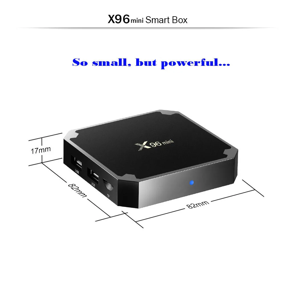 

X96mini Android 7.1 Digital Player Amlogic S905W Support 2.4GHz WiFi 4K H.265 100M LAN TV Box