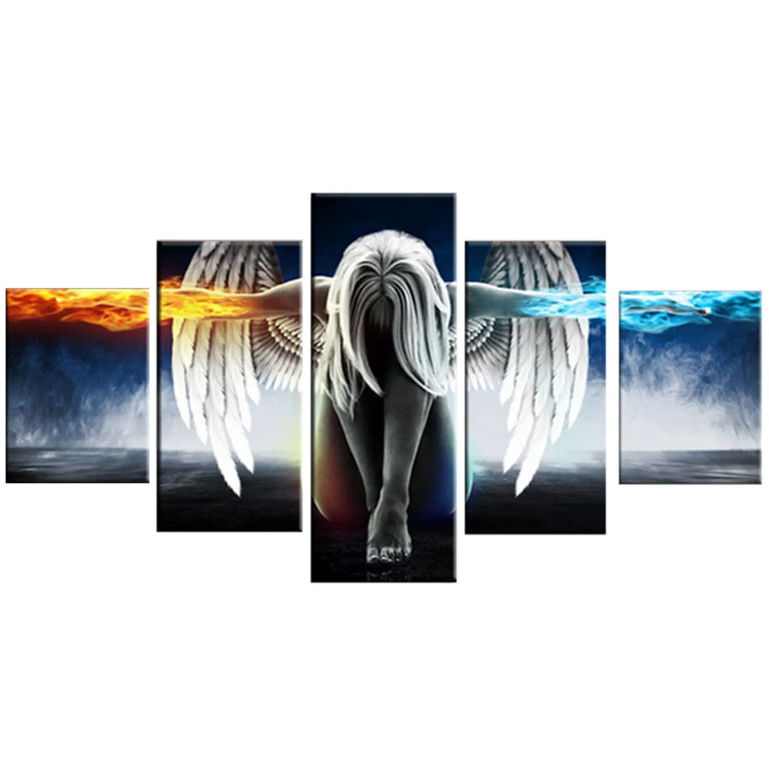 5 PCS Angel Style Printed Canvas Set Decoration Wall Art for Home Living Room Bedroom Office Hotel Pub - intl