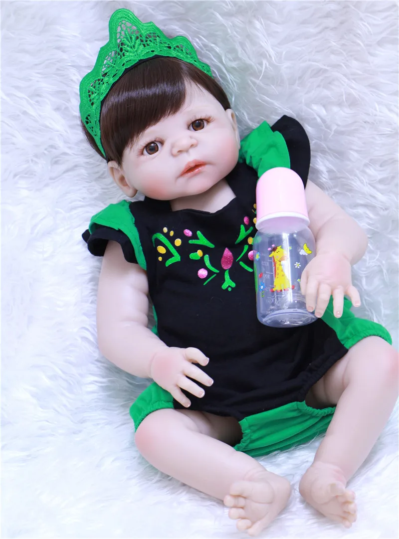 55 см полный Средства ухода за кожей Slicone Reborn Baby Doll Игрушечные лошадки Симпатичные поддельные Новорожденные девушка куклы Bebe подарок для