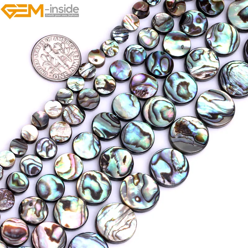 

Gem-inside 8-14mm Natural Round Multicolor Abalone Shell Beads For Jewelry Making Beads 15inch DIY Beads Jewellery