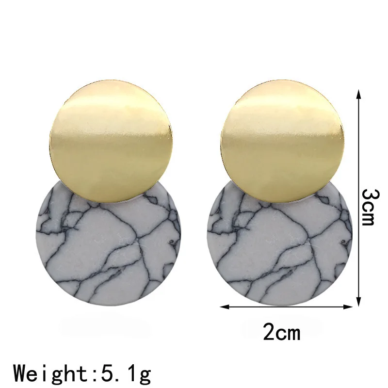 Модные массивные серьги из черного белого золота, круглые геометрические серьги для женщин, металлические серьги в стиле панк, модные элегантные ювелирные изделия - Окраска металла: EB594 White
