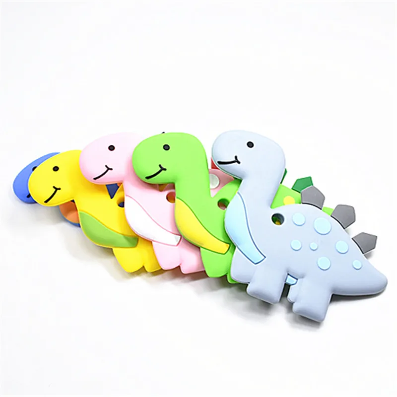 

10 PCS Cartoon Silicone Dinosaur Baby Teethers Necklace Accessories BPA Free Silicone Animal Dinosaur Teething Chew Toddler Toy