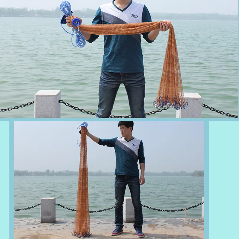 Tire line cast net diameter 240cm-720cm style fishing net rede de pesca filet de peche hand throw net fishing network outdoor