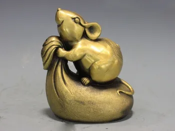 

Chinese pure copper Brass Fengshui Twelve Zodiac wealth mouse Statue