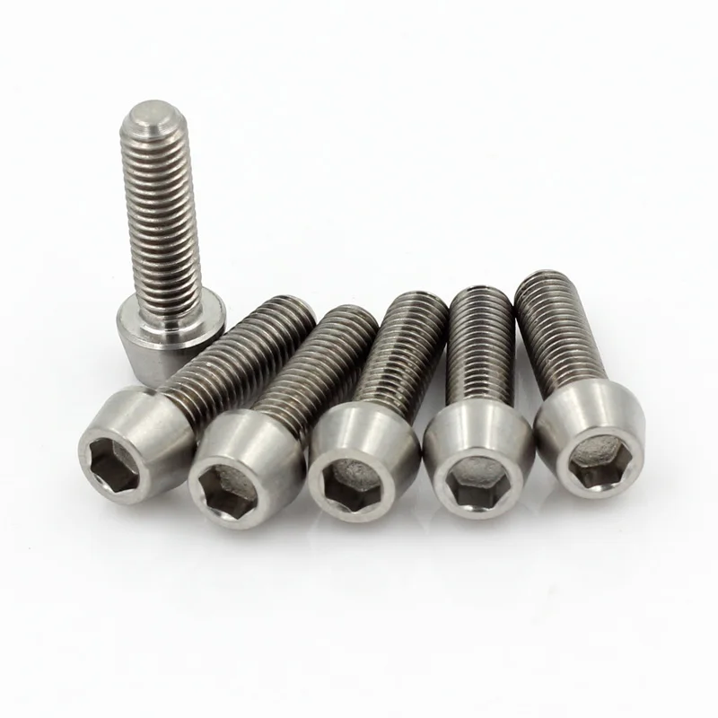6pcs M5X18mm Bicycle Ti Titanium Bolts Screw Conical Head Bolts Stem Ti fasteners for Road Bike