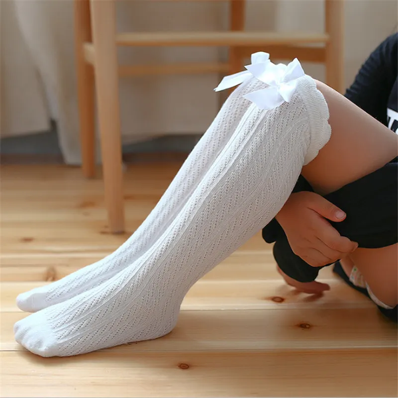 1Pair Lovely Long Soft Socks Lolita 3 12Y Kids Girl Bow -2353