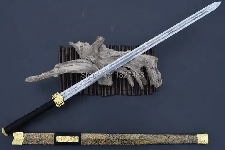 Высокая quallty 4 стороны углерода Сталь ручной работы хан Цзянь китайский стиль тотемы дракона лезвие/оболочка боевой меч