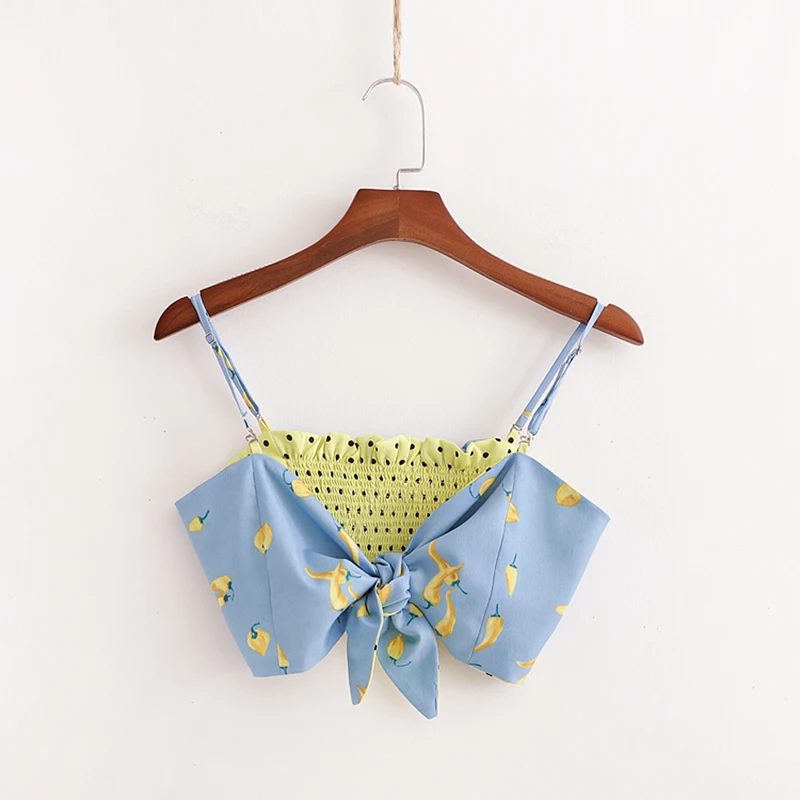 Летний топ повседневный с принтом открытыми плечами пикантный укороченный