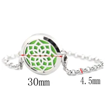 Серебряные ювелирные изделия цветок лотоса эфирные масла для ароматерапии из нержавеющей стали для духов медальон со светорассеивателем браслет(length7-"