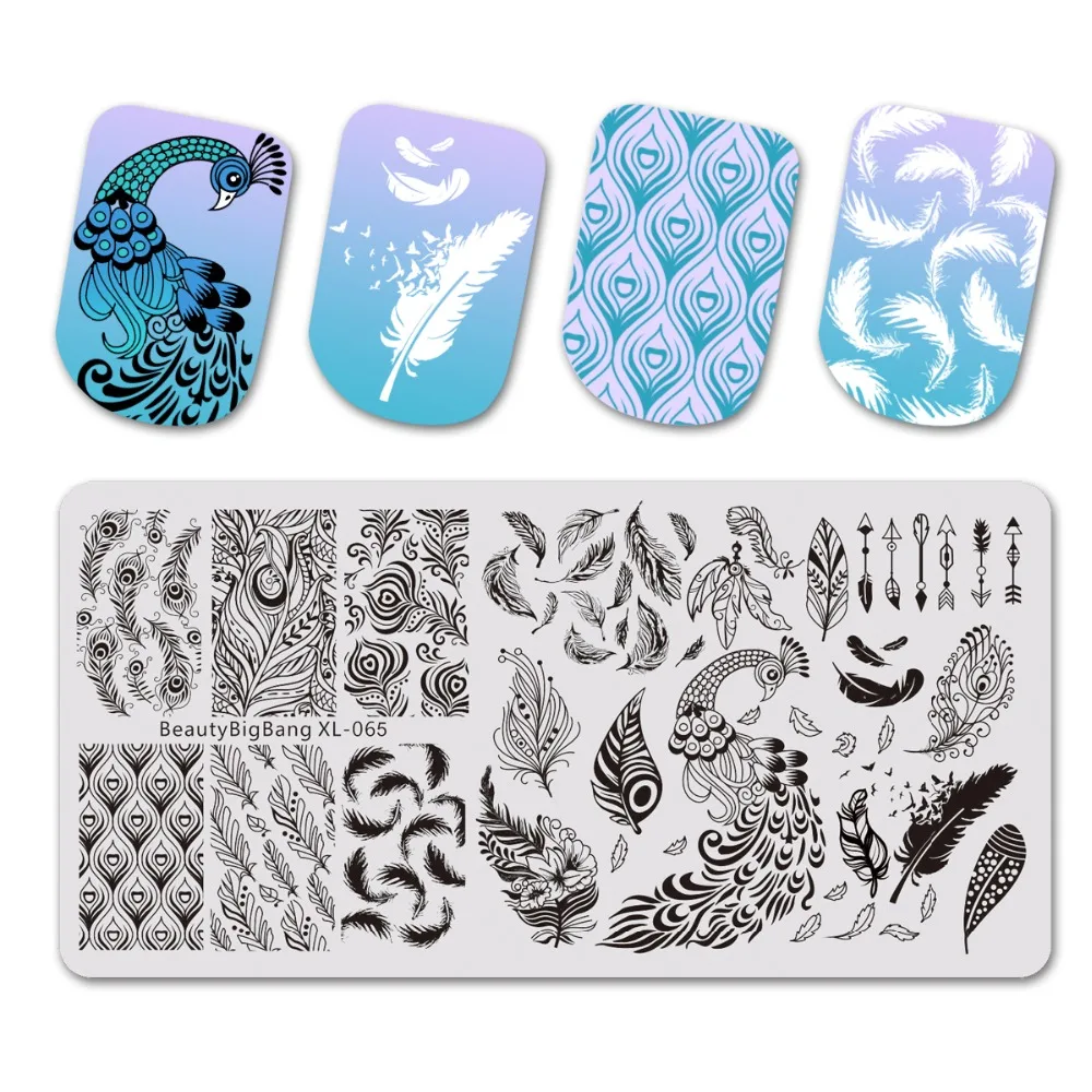 

BEAUTYBIGBANG Nail Stamping Plate 6*12CM XL-065-XL-70 Rectangle Flower butterfly Theme Nail Template Printing Stencil Tool
