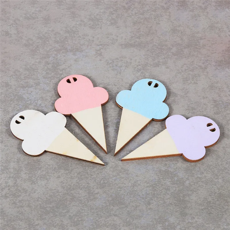 Decoration Ice Cream Woodchips Set Diy Wood Banner Wall Hanging For Kids Bedroom Wall Decor Bed Background Banner Home Decor