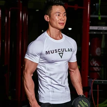 Мужская футболка для бега, Обтягивающая майка для спортзала, компрессионная футболка, быстросохнущая одежда для фитнеса и бодибилдинга для бега, спортивные топы