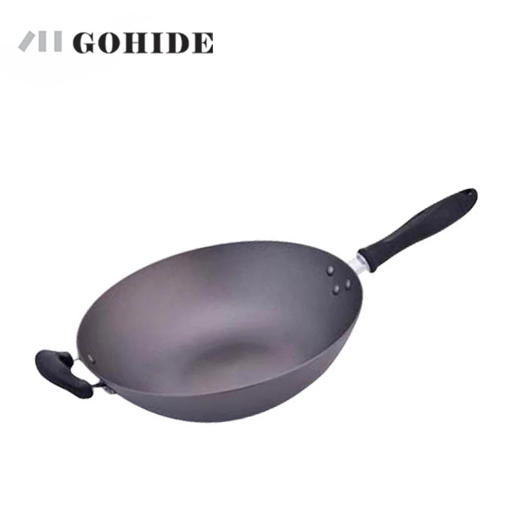 

JUH High Quality Model No.FC32E2 Woks Cast Iron Rust Kitchenware 32cm Wok Without Lid Rust Cast Iron Portable Cooking Pot