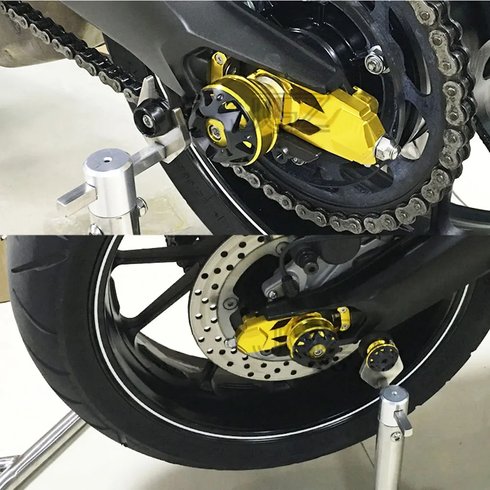 Мотоцикл CNC алюминиевая передняя задняя ось колеса боковое падение авария протектор вилка Защита от скольжения для Yamaha MT09 FZ09 круглый год золото