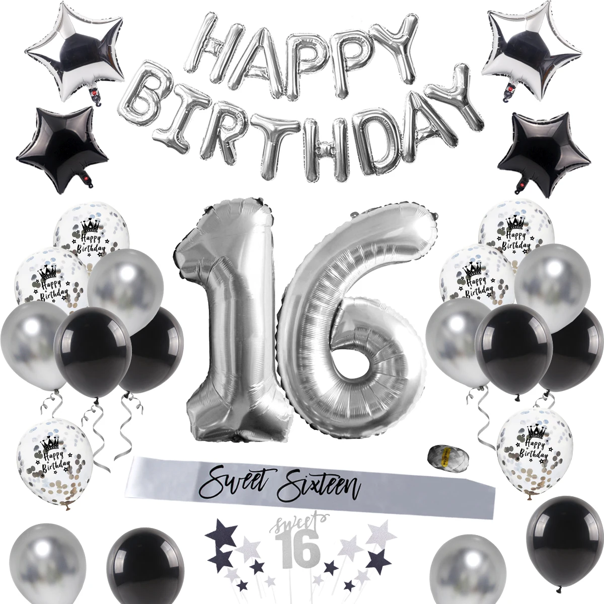 Sweet 16th Party Hanging Decor 3/'s Decoration 16 Sixteen